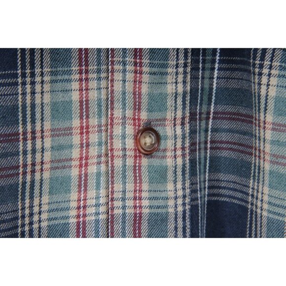 Knights of Round Table Mens Button Down Shirt Medium Blue Green Plaid Flannel - Picture 3 of 10